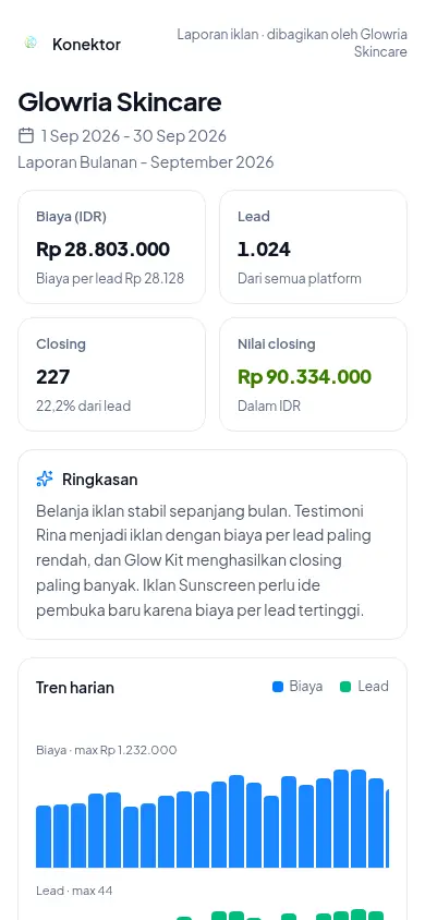 Laporan iklan di layar HP